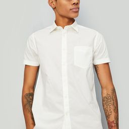 max Spread Collar Short Sleeves Pure Cotton Casual Shirt-image-79