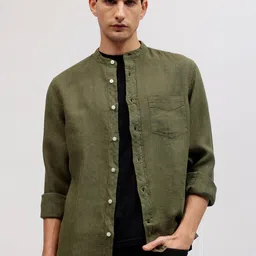 GANT Solid Band Collar Regular Fit Shirt-image-79