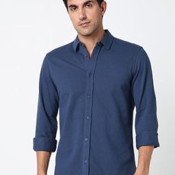 R&B Men Spread Collar Textured Cotton Casual Shirt-picture-23