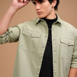 HIGHLANDER Men Solid Oversized Spread Collar Cotton Casual Shirt-image-21