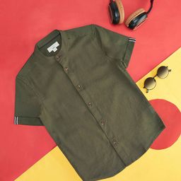 Pantaloons Junior Boys Band Collar Cotton Casual Shirt-image-90