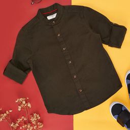 Pantaloons Junior Boys Mandarin Collar Opaque Cotton Casual Shirt-image-83