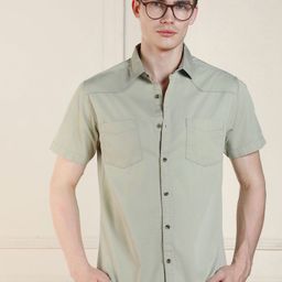 Dennis Lingo Spread Collar Short Sleeves Cotton Casual Shirt-image-18
