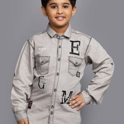 V-Mart Boys Typography Printed Regular Fit Opaque Denim Casual Shirt-image-75
