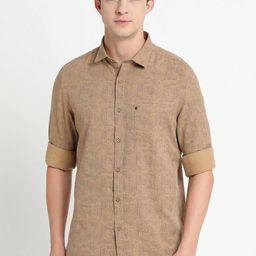 Turtle Men Khaki Printed Pure Cotton Casual Shirt-image-11