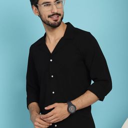 Indian Needle Lapel Collar Long Sleeves Classic Opaque Wrinkle Free Casual Shirt-image-79