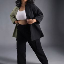 Freeform by High Star Classic Colourblocked Spread Collar Cotton Oversized Casual Shirt-15
