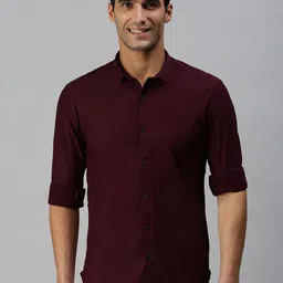 SHOWOFF Men Magenta Classic Slim Fit Cotton Casual Shirt-image-45