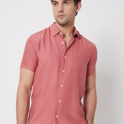 Mufti Slim Fit Textured Spread Collar Casual Shirt-image-18