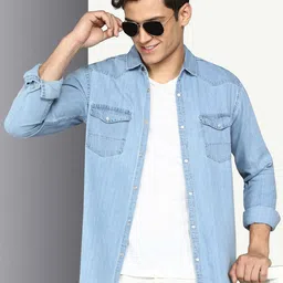 Kuons Avenue Smart Slim Fit Twill Casual Denim Shirt-image-95