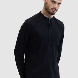 Snitch Men Smart Slim Fit Solid Band Collar Casual Shirt-image-63