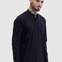 Snitch Men Smart Slim Fit Solid Band Collar Casual Shirt-image-79