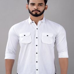 VILLAIN Indian Slim Slim Fit Cotton Casual Cargo Shirt-image-33