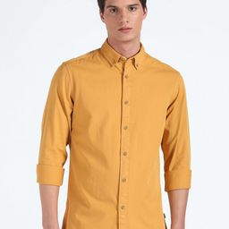Flying Machine Button-Down Collar Slim Fit Opaque Pure Cotton Casual Shirt-picture-6