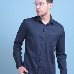 Crimsoune Club Classic Slim Fit Spread Collar Cotton Curved Casual Shirt-image-36