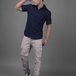 Crimsoune Club Classic Short Sleeves Cotton Slim Fit Opaque Casual Shirt-image-33