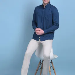 Crimsoune Club Button down Collar Long Sleeves Classic Slim Fit Cotton Casual Shirt-image-36