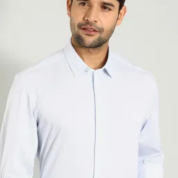 Indian Terrain Textured Self Design Classic Slim Fit Cotton Opaque Formal Shirt-image-17
