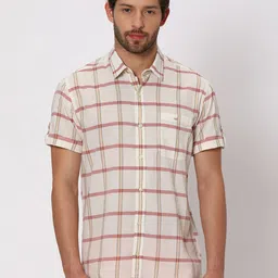 Mufti Other Checks Slim Fit Cotton Casual Shirt-image-22