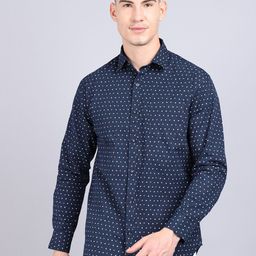 Rodamo Men Navy Blue Slim Fit Printed Casual Shirt-image-79