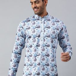 MR BUTTON Floral Printed Mandarin Collar Straight Kurta-image-18