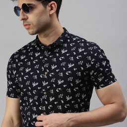 SHOWOFF Men Navy Blue Premium Slim Fit Floral Printed Casual Shirt-image-72