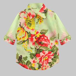 A T U N Boys Sea Green Classic Floral Printed Pure Cotton Casual Shirt-picture-45