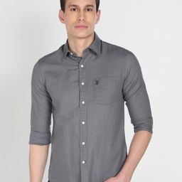 U.S. Polo Assn. Men Grey Tailored Fit Casual Shirt-image-95