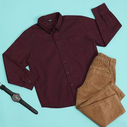 Hoop Boys Spread Collar Long Sleeves Cotton Casual Shirt-image-59