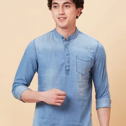 Being Human Band Collar Slim Fit Faded Casual Shirt-picture-25