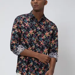 Mufti Trim Slim Fit Floral Printed Pure Cotton Casual Shirt-image-35