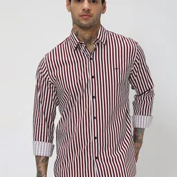 Mufti Trim Slim Fit Striped Cotton Casual Shirt-image-97
