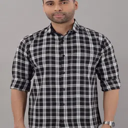 VILLAIN Tartan Checked Cotton Classic Slim Fit Casual Shirt-image-23