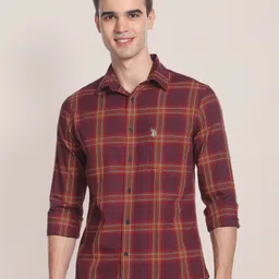 U.S. Polo Assn. Men Tartan Checked Pure Cotton Casual Shirt-image-46