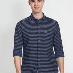 U.S. Polo Assn. Denim Co. Horizontal Stripes Pure Cotton Casual Shirt-picture-46