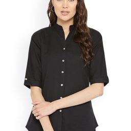 Vastraa Fusion Comfort Mandarin Collar Pure Cotton Casual Shirt-66