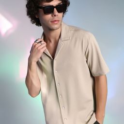 Campus Sutra Men Comfort Fit Cuban Collar Textured Cotton Casual Shirt-image-98