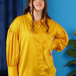 CURVY STREET Plus Size Shirt Collar Cuffed Sleeves Shirt Style Top-picture-23