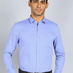 Sam and Jack Smart Spread Collar Cotton Chambray Formal Shirt-image-50