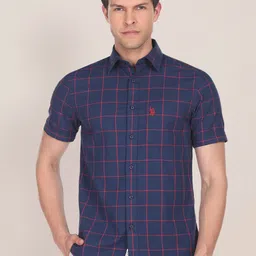 U.S. Polo Assn. Men Windowpane Checks Checked Casual Shirt-image-55