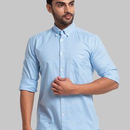Parx Men Blue Slim Fit Micro Checks Casual Shirt-picture-45