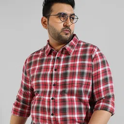 Instafab Plus Size Men Tartan Checks Checked Casual Cotton Shirt-image-97