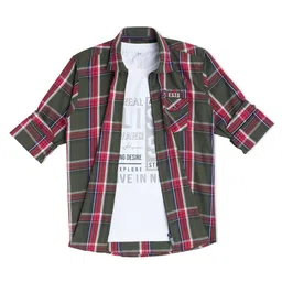 CAVIO Boys Tartan Checks Checked Casual Pure Cotton Shirt-image-6