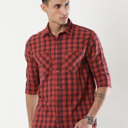 VUDU Comfort Tartan Checks Checked Cotton Casual Shirt-image-51