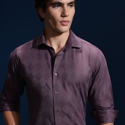 HIGHLANDER Men Spread Collar Geometric Printed Slim Fit Casual Shirt-image-52