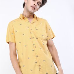 KETCH Men Yellow Slim Fit Printed Casual Shirt-image-26