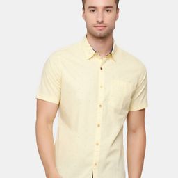 WROGN Men Yellow Slim Fit Printed Casual Cotton Shirt-image-10