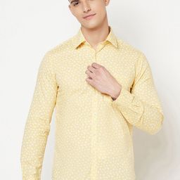 Crimsoune Club Men Yellow Slim Fit Floral Printed Casual Shirt-image-34