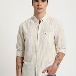 THE BEAR HOUSE Slim Fit Vertical Stripes Button-Down Collar Cotton Casual Shirt-picture-10