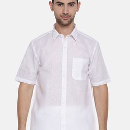 Ramraj Spread Collar Semi Sheer Regular Fit Cotton Casual Shirt-image-4